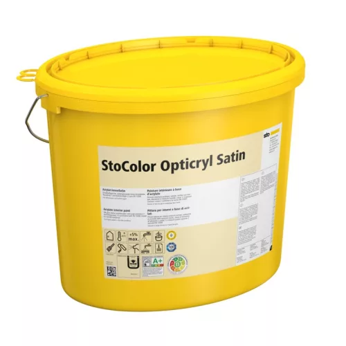 Beltér, Festékek, StoColor Opticryl Satin, selyemfényű beltéri akril festék, 15 l, fehér, 00028-001
