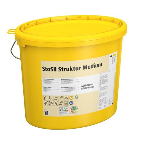 Beltér, Effektek és struktúrbevonatok, StoSil Struktur Medium, szilikát bázisú festék, 20 kg, fehér,